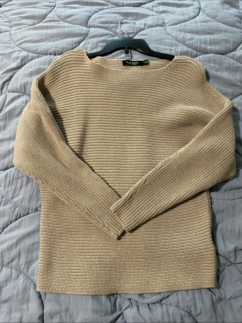 LAUREN Ralph Lauren Tan Crewneck Ribbed Sweater